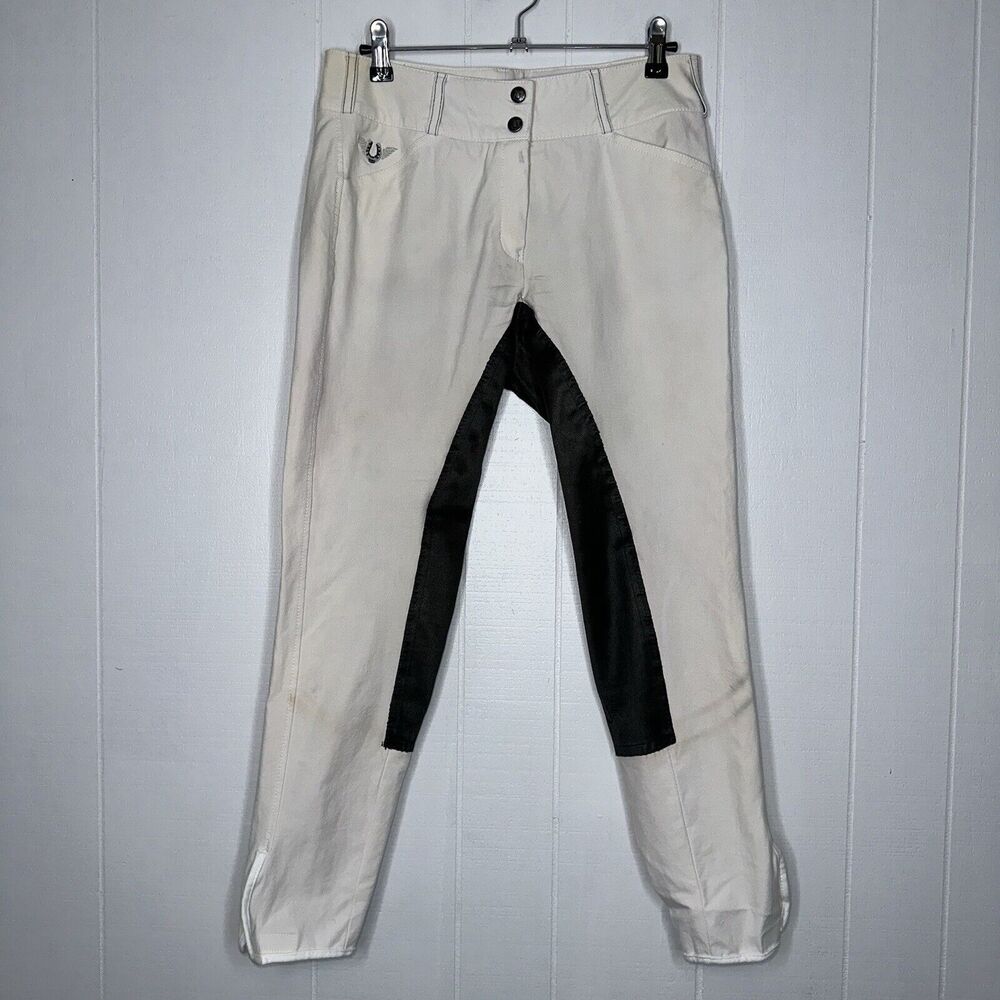 Tuff Rider Women’s Full Seat Breeches White Charcoal Horse Riding Size 30